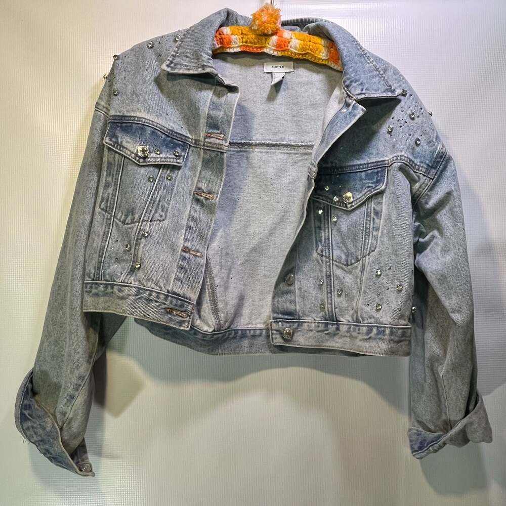 Forever 21 Bejeweled Denim Jacket